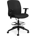 Gec Global„¢ Truform Mid Back Drafting Stool with Armrest - Fabric -  Black S5458-6SCBK-JN02